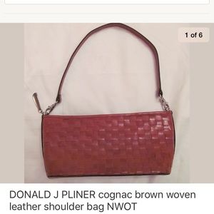 DONALD J PLINER woven cognac brown leather bag